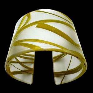 Clear Resin & Grass Cuff Bracelet Wide